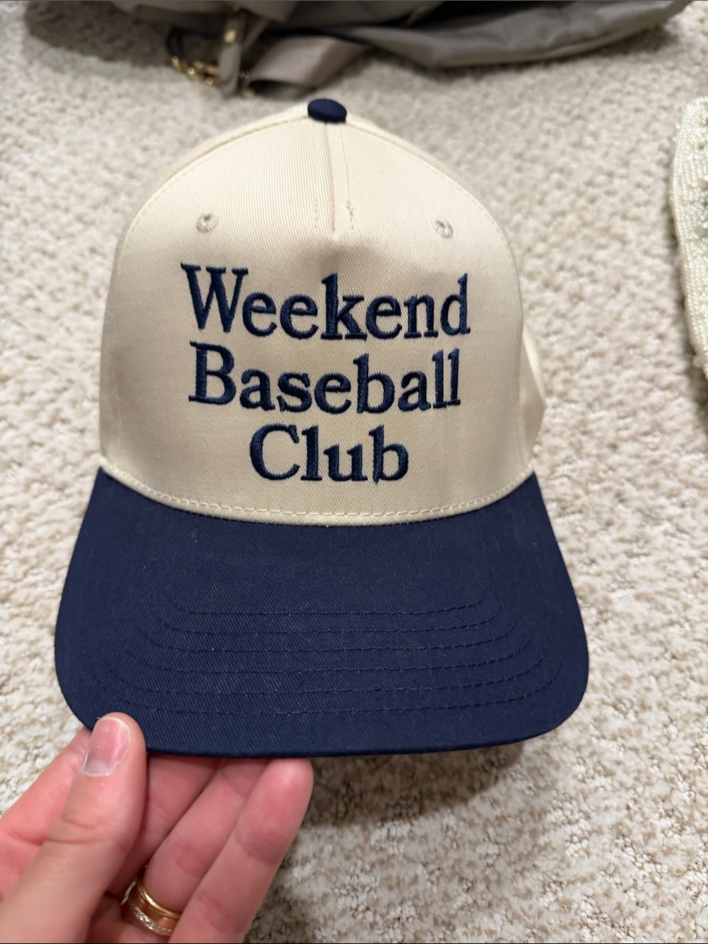 OTTO Two-Tone Weekend Baseball Club Cap in Cream and Navy